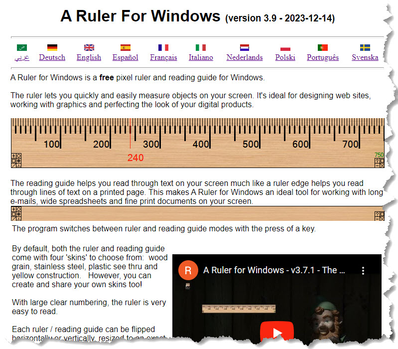 A Ruler for Windows screenshot